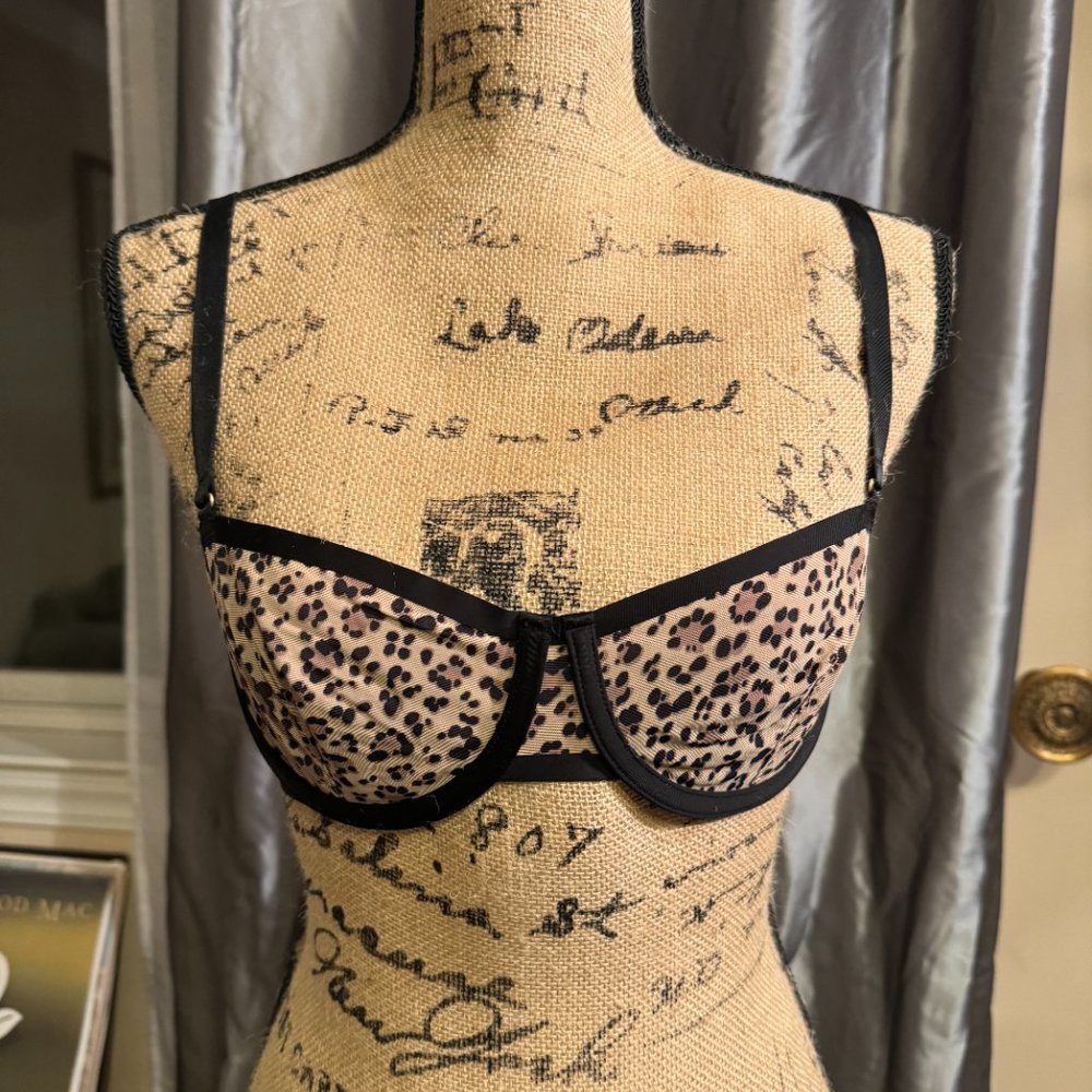 CUUP THE BALCONETTE Mesh Bra 32c leopard